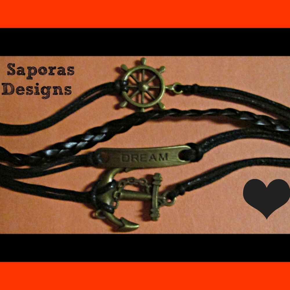 Multi-Layered Leather Bracelet With Charms